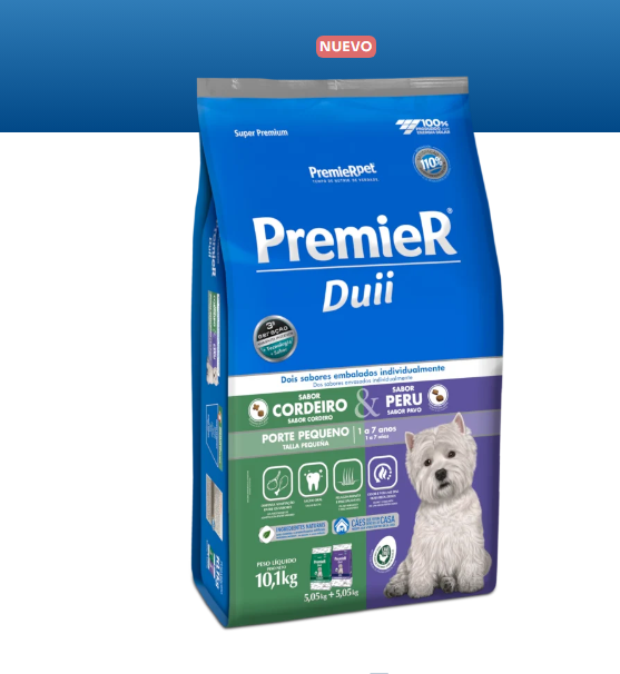 PremieR® Ambientes Internos Duii Perros Adultos Talla Pequeña Pavo y Cordero 10.1kg