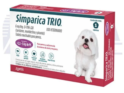 SIMPARICA TRIO MORADA (UNIDAD) Perros >2,5 - 5 kg