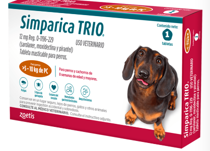 SIMPARICA TRIO CARAMELO (UNIDAD) Perros >5,1 - 10 kg