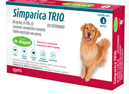 SIMPARICA TRIO VERDE (UNIDAD) Perros >20 - 40 kg