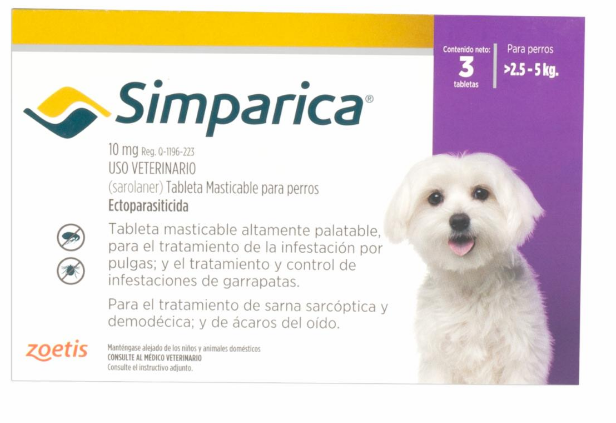 SIMPARICA LILA (UNIDOSIS) Perros >2,5 - 5 kg