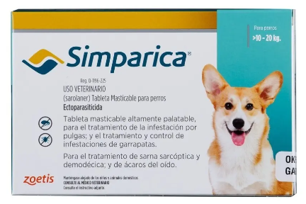 SIMPARICA TURQUESA (UNIDOSIS) Perros >10 - 20 kg