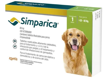 SIMPARICA VERDE (UNIDOSIS) Perros >20 - 40 kg