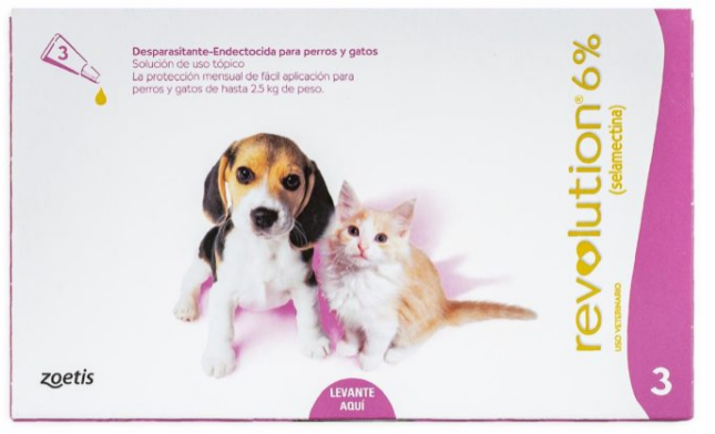 REVOLUTION ROSADO 6% 0,25ml Perritos y gatitos hasta 2,5 kg